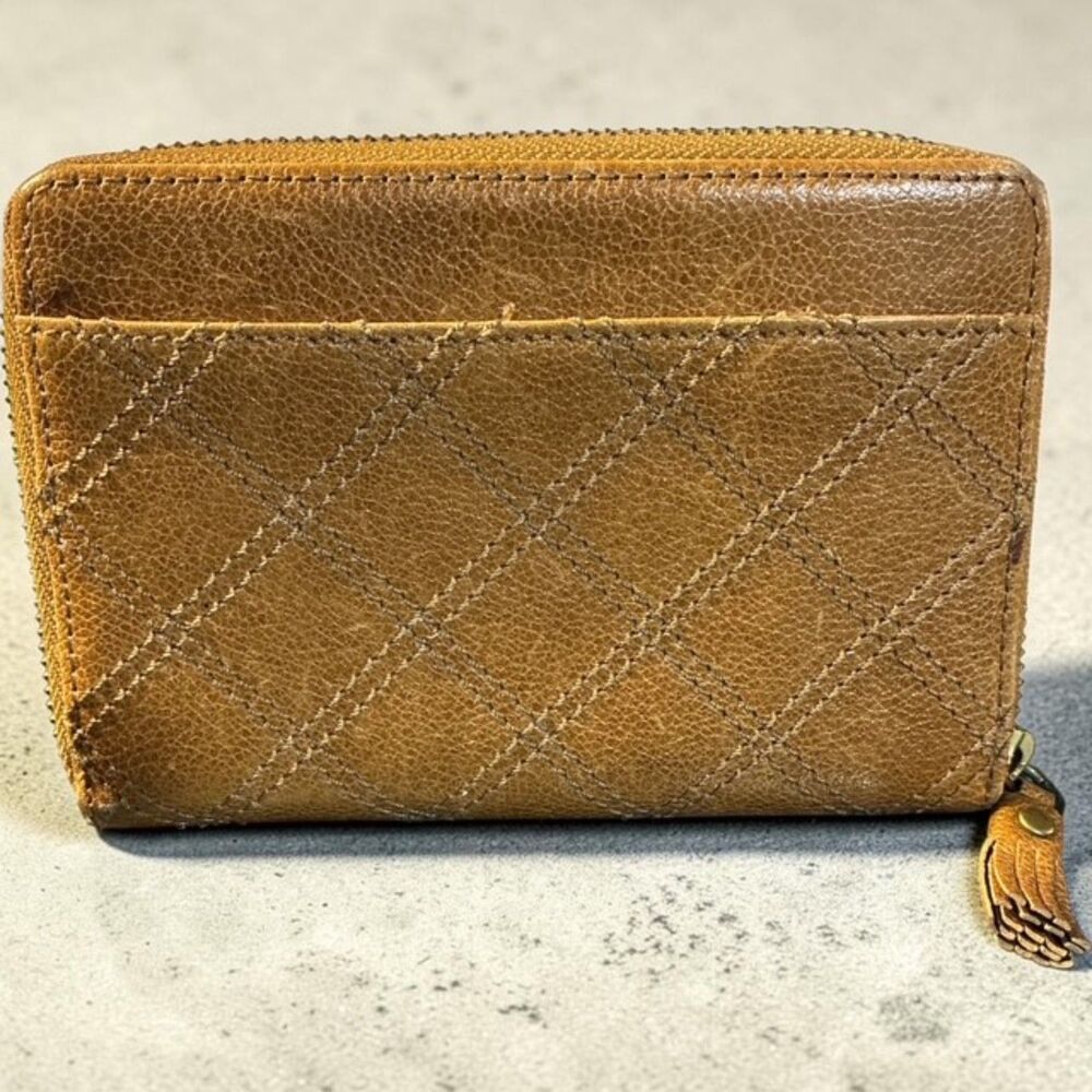Antonio Melani Quilted Pebbled Leather Zip-Around Wallet – Caramel Tan - Picture 2 of 4
